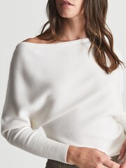 Reiss Cream Laylah Asymmetric Jumper - Image 3 of 4