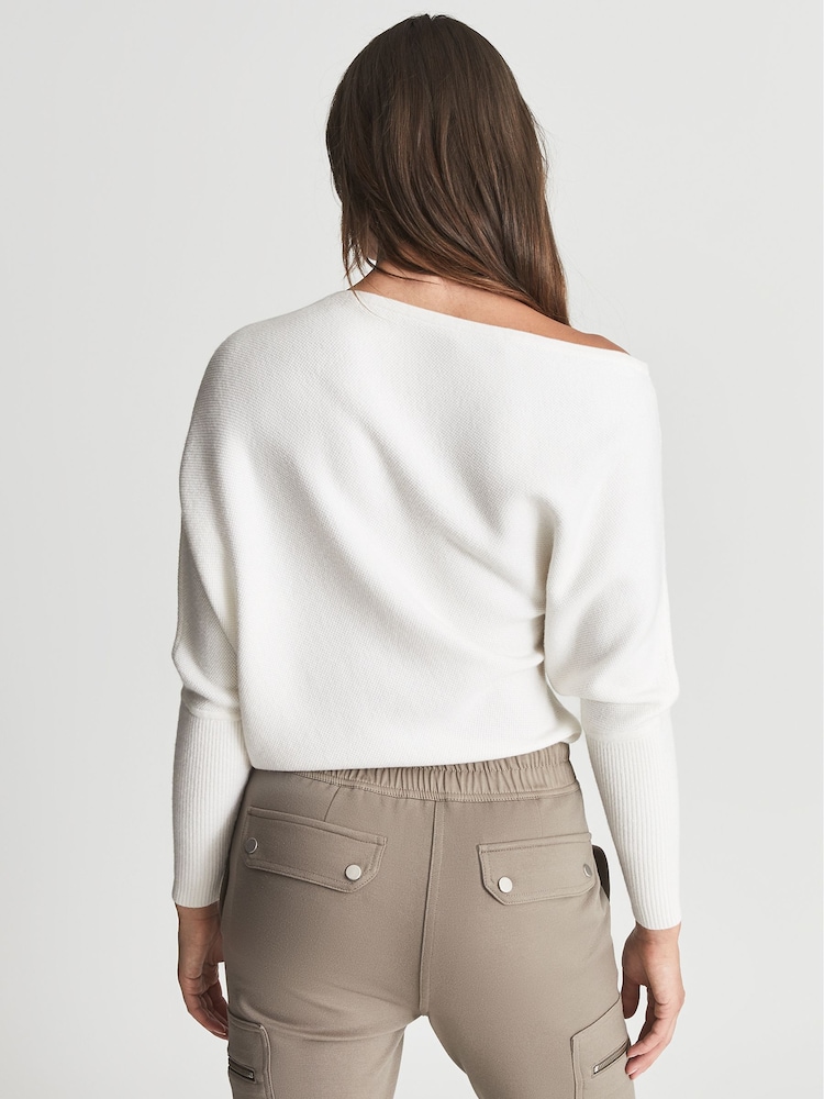 Reiss Cream Laylah Asymmetric Jumper - Image 4 of 4