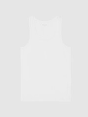 Reiss White Vinnie Stretch Organic Cotton Nightwear Vest - Image 2 of 7