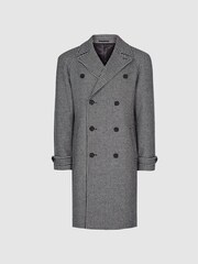 Reiss Black Print General Houndstooth Double Breasted Coat - Image 2 of 7