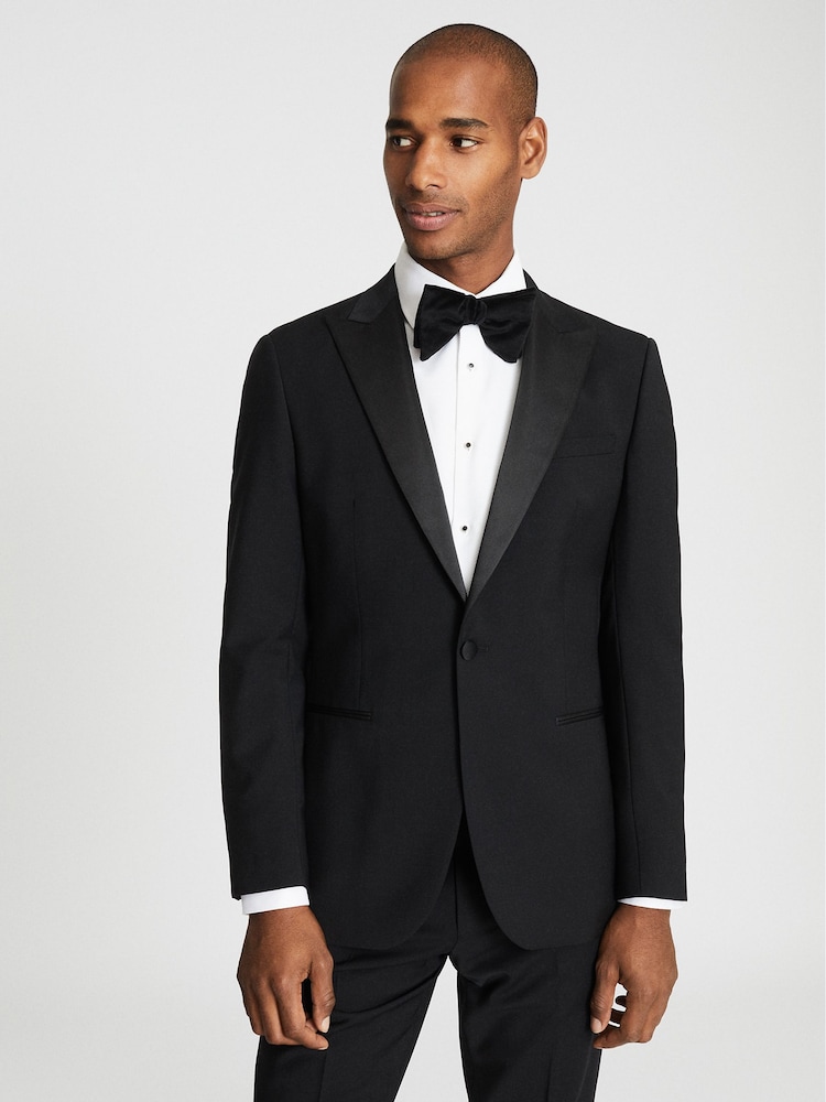 Reiss Black Modern Fit Performance Dinner Jacket - Image 1 of 6 Reiss Black Modern Fit Performance Dinner Jacket - Image 1 of 6