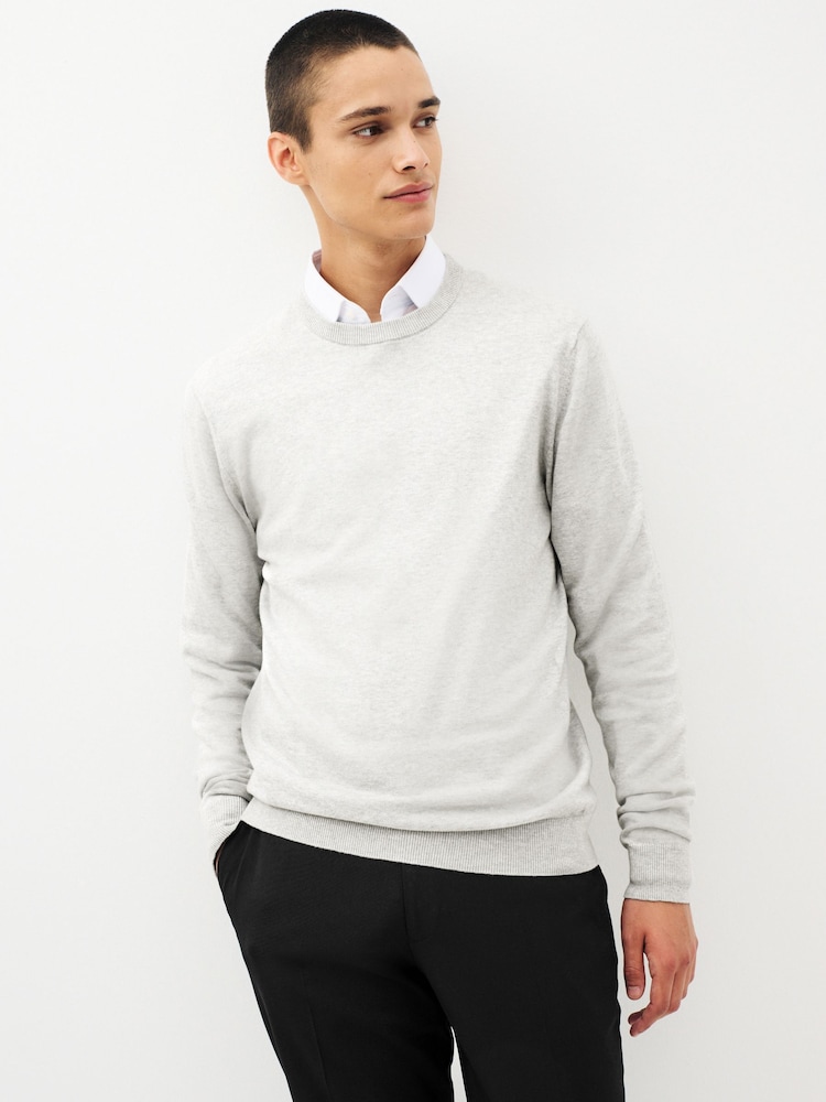 Grey Regular Pure 100% Cotton Jumper - Image 1 of 7