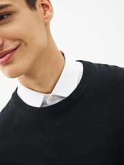 Navy Blue Regular Pure 100% Cotton Jumper - Image 1 of 5