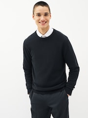 Navy Blue Regular Pure 100% Cotton Jumper - Image 4 of 5