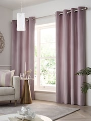 Purple Mauve Matte Velvet Lined Eyelet Curtains - Image 1 of 9