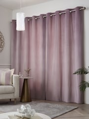 Purple Mauve Matte Velvet Lined Eyelet Curtains - Image 3 of 9