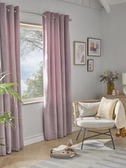 Purple Mauve Matte Velvet Lined Eyelet Curtains - Image 7 of 9