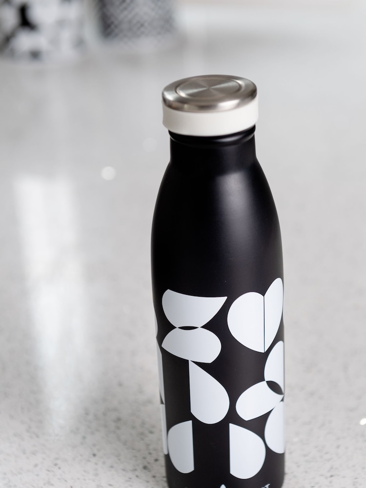 Beau And Elliot Black Monochrome Brokenhearted Insulated Drinks Bottle 500ml - Image 2 of 3