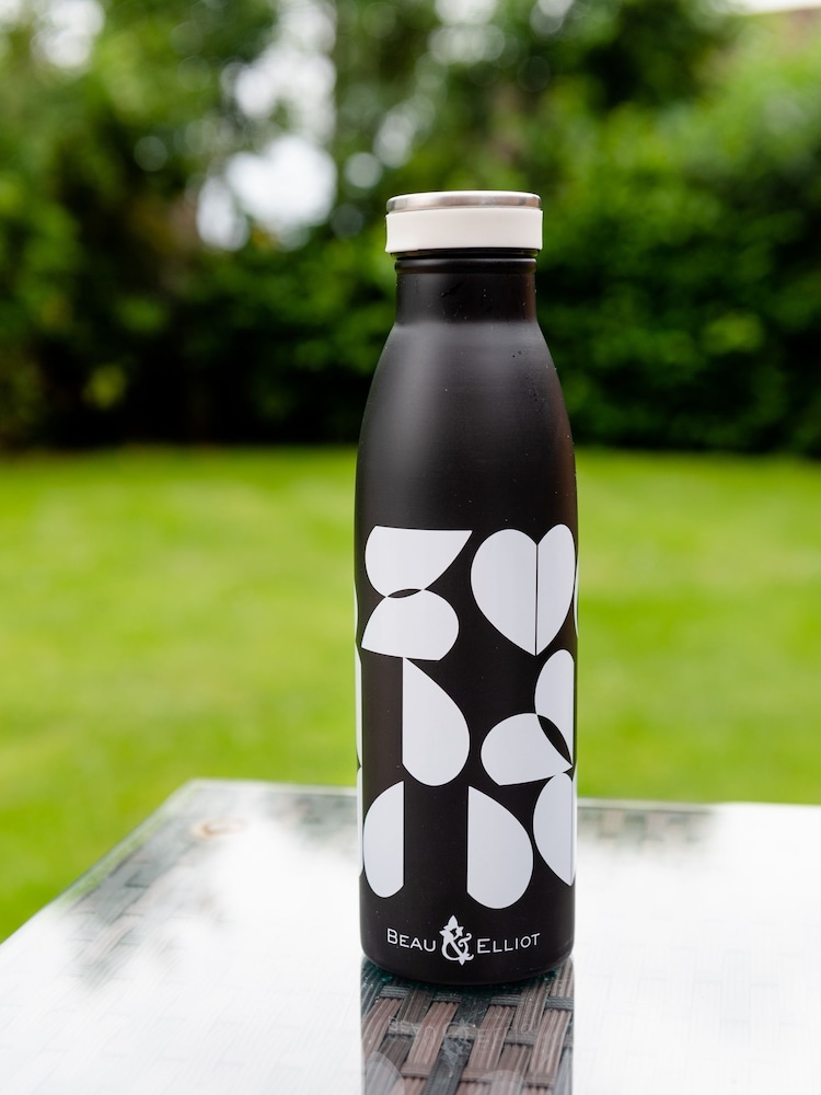 Beau And Elliot Black Monochrome Brokenhearted Insulated Drinks Bottle 500ml - Image 3 of 3