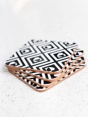 Beau And Elliot Set of 4 White Monochrome Tile - Image 1 of 8