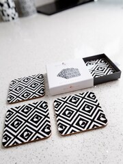 Beau And Elliot Set of 4 White Monochrome Tile - Image 2 of 8