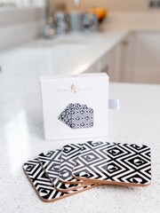 Beau And Elliot Set of 4 White Monochrome Tile - Image 5 of 8
