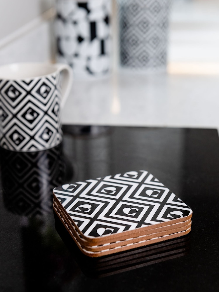 Beau And Elliot Set of 4 White Monochrome Tile - Image 8 of 8