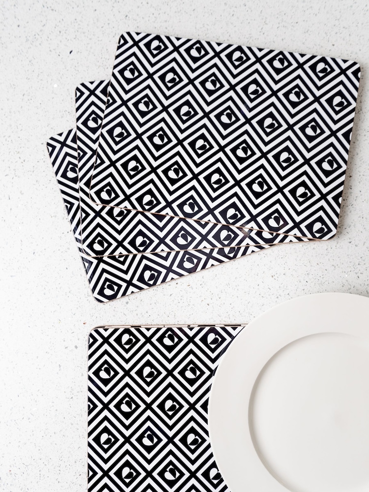 Beau And Elliot Set of 4 Monochrome Monochrome Tile Placemats - Image 1 of 5