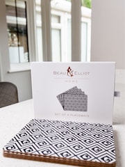 Beau And Elliot Set of 4 Monochrome Monochrome Tile Placemats - Image 2 of 5