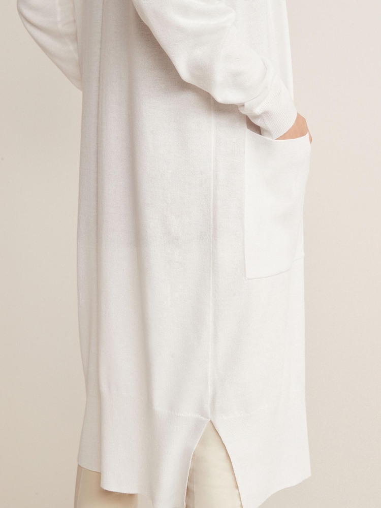 Blanc - Cardigan long en maille Soft Touch - Image 4 of 5
