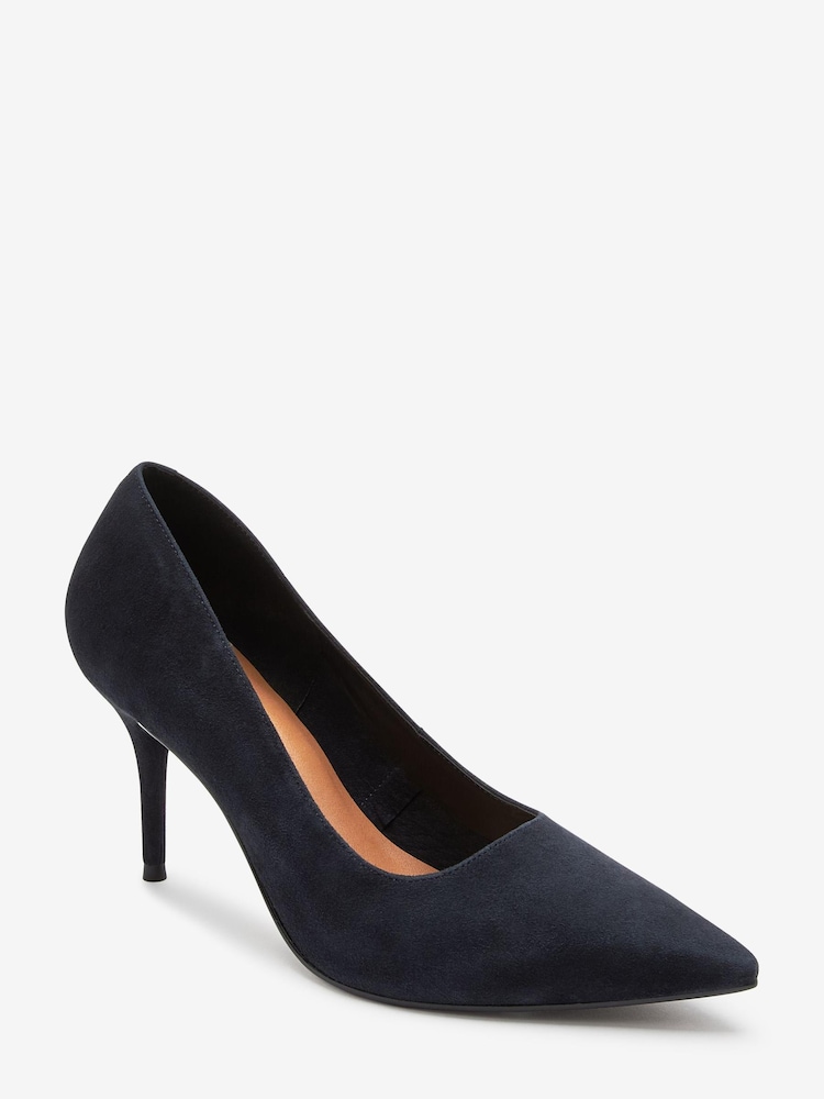 Navy Blue Regular/Wide Fit Forever Comfort® Leather Court Shoes - Image 2 of 6
