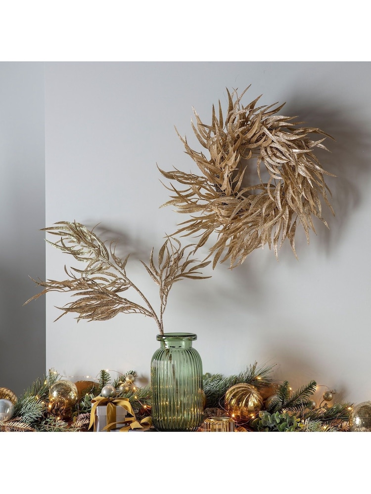 Gallery Home 5 Pack Gold Christmas Gold Leaf Spray With Glitter - Image 1 of 2 Gallery Home 5 Pack Gold Christmas Gold Leaf Spray With Glitter - Image 1 of 2