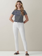 Crew Clothing Company White Cotton Fitted Jeans - Image 1 of 6