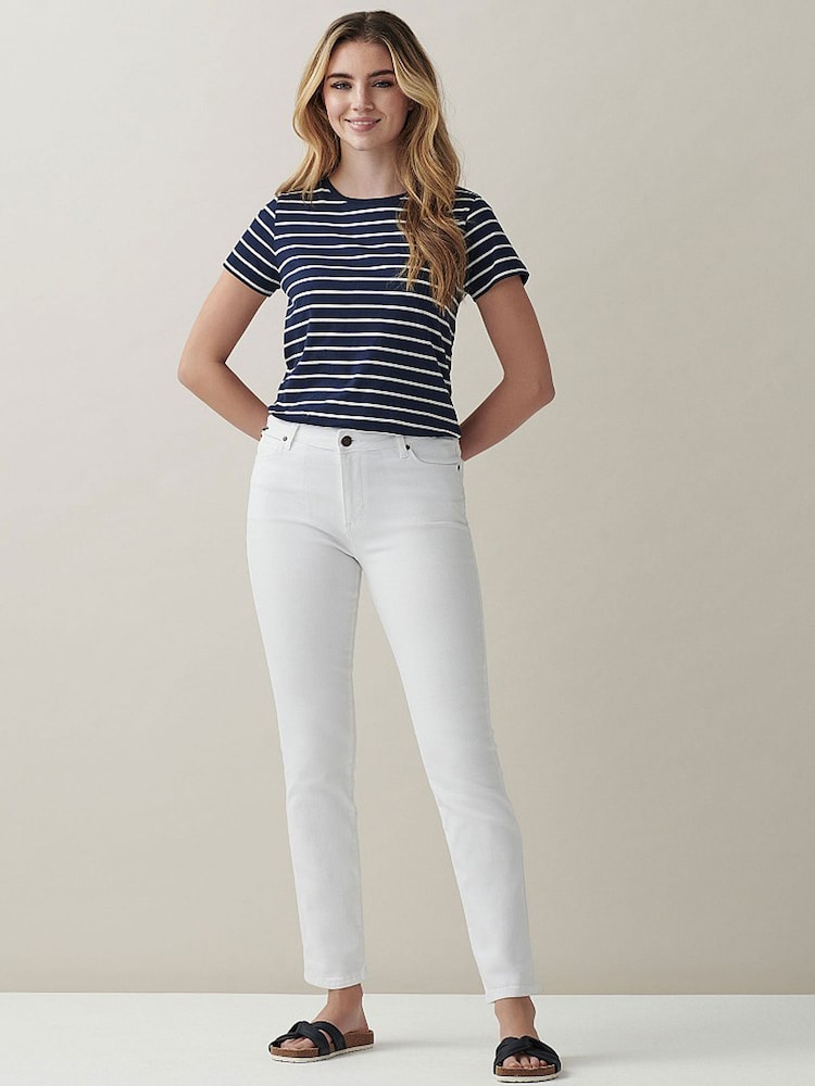 Crew Clothing Company White Cotton Fitted Jeans - Image 1 of 6