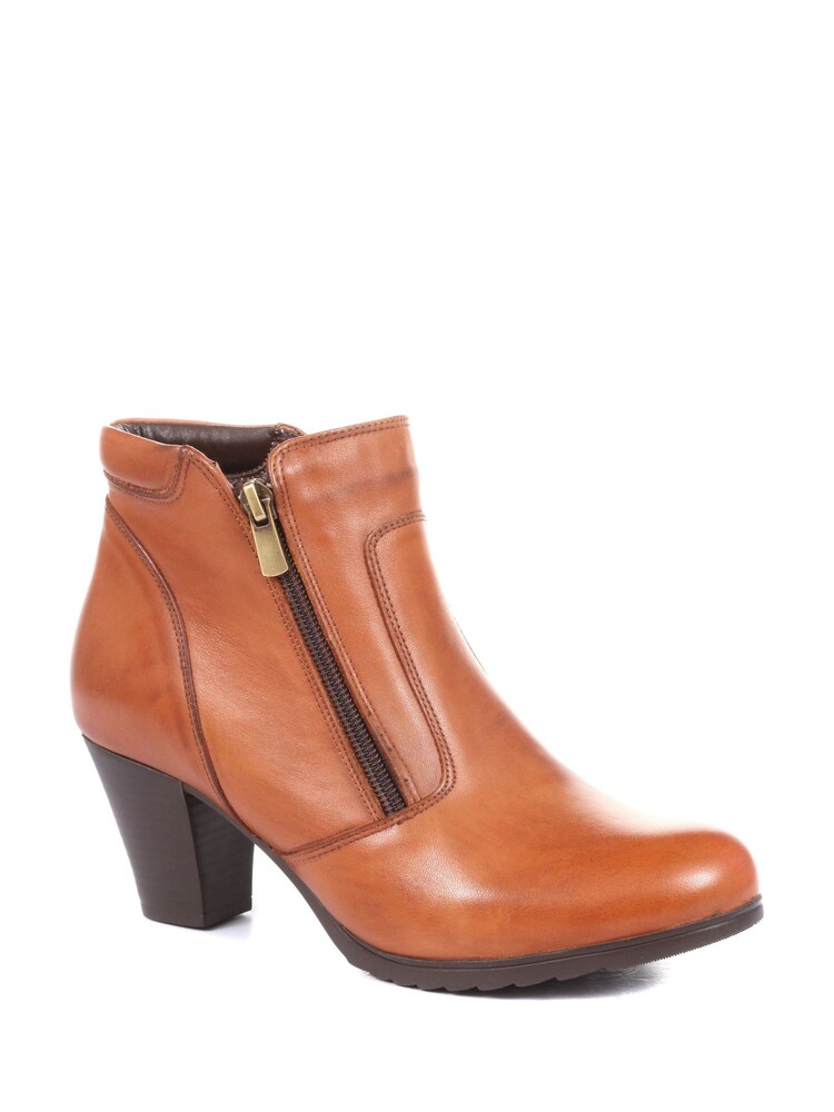 Pavers Ladies Leather Heeled Ankle Boots - Image 2 of 5