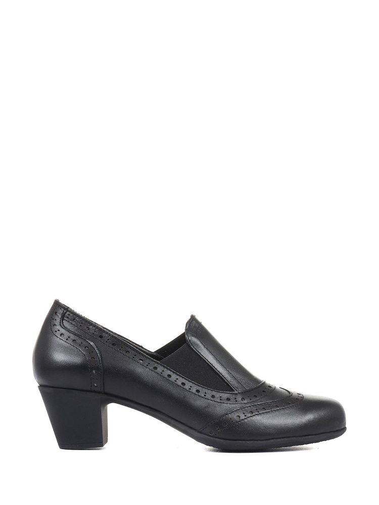 Pavers Black Ladies Leather Heeled Shoes - Image 1 of 5