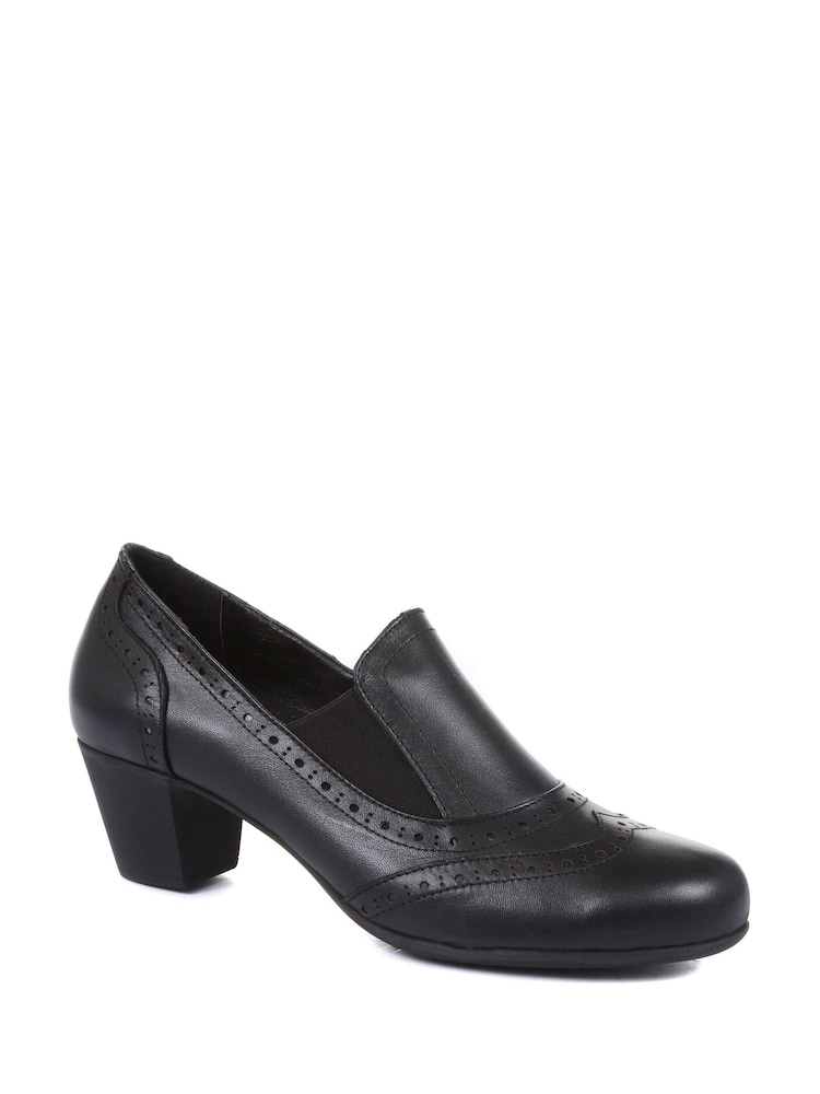 Pavers Black Ladies Leather Heeled Shoes - Image 2 of 5