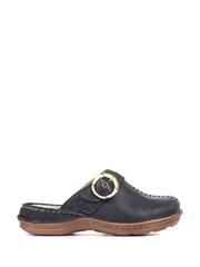 Pavers Navy Ladies Lightweight Leather Clogs - Image 1 of 5