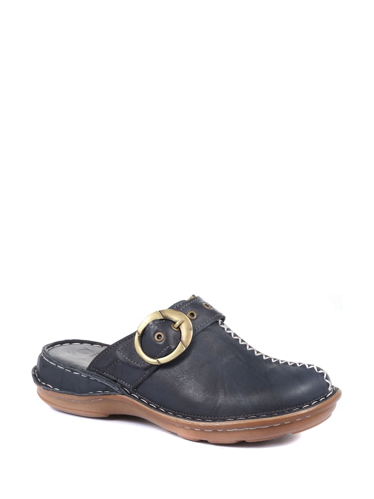 Pavers Navy Ladies Lightweight Leather Clogs - Image 2 of 5