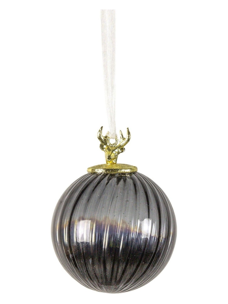 Gallery Home 3 Pack Grey Christmas Triston Smoke Stag Baubles - Image 2 of 2