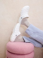 Crocs White Classic Lined Overpuff Clogs - Image 2 of 10
