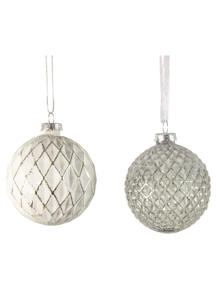 Gallery Home White Assorted Honeycomb Christmas Baubles - Image 2 of 2