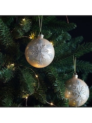 Gallery Home 3 Pack Gold Glitter Pale Christmas Snowflake Baubles - Image 1 of 2