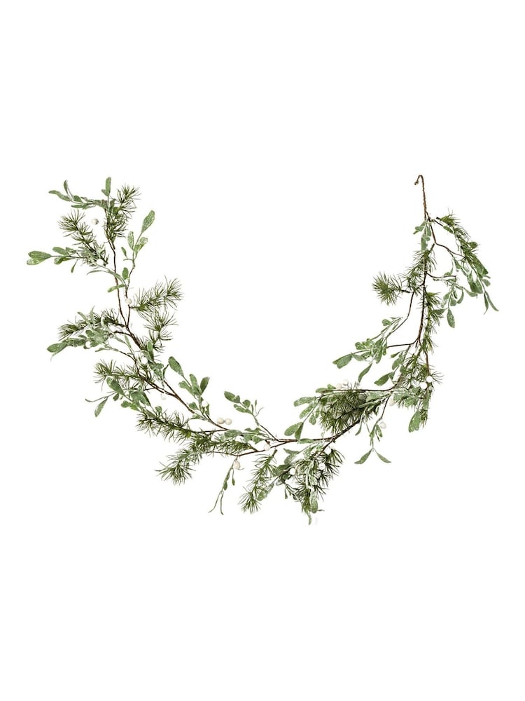 Gallery Home Green White Berry With Mixed Leaves Christmas Garland - Image 2 of 2