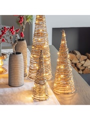 Gallery Home Set of 3 Natural Kilby Rattan Christmas LED Cones - Image 1 of 1