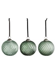Gallery Home 6 Pack Green Lowery Spruce Assorted Swirl Christmas Baubles - Image 2 of 3