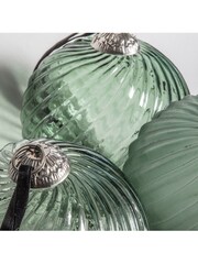 Gallery Home 6 Pack Green Lowery Spruce Assorted Swirl Christmas Baubles - Image 3 of 3