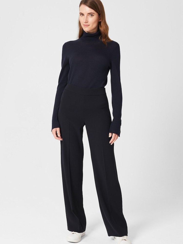 Hobbs Blue Abigail Wide Trousers - Image 1 of 4 Hobbs Blue Abigail Wide Trousers - Image 1 of 4