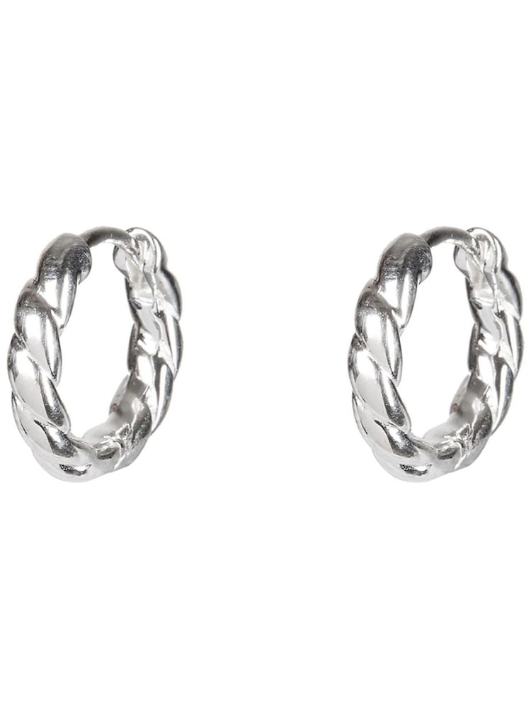 Oliver Bonas Silver Tone Cisco Twisted Huggie Earrings - Image 1 of 4