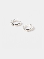 Oliver Bonas Silver Tone Cisco Twisted Huggie Earrings - Image 2 of 4