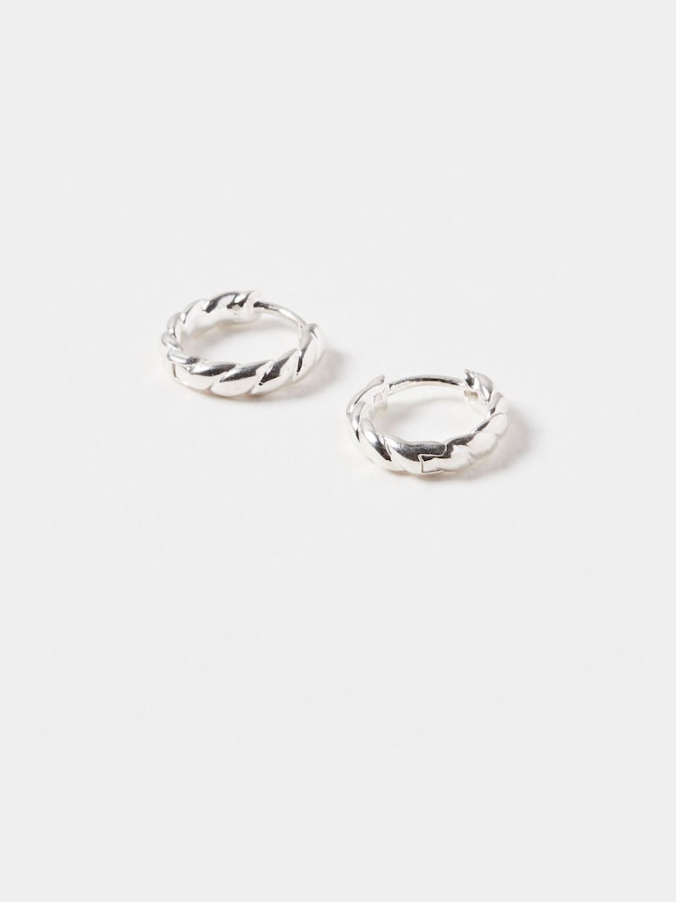 Oliver Bonas Silver Tone Cisco Twisted Huggie Earrings - Image 2 of 4