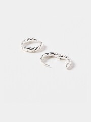 Oliver Bonas Silver Tone Cisco Twisted Huggie Earrings - Image 3 of 4