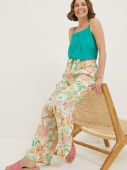 FatFace Natural Faye Paradise Floral Wide Leg Trousers - Image 4 of 7
