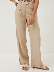 FatFace Natural Ives Wide Leg Linen Trousers - Image 1 of 6