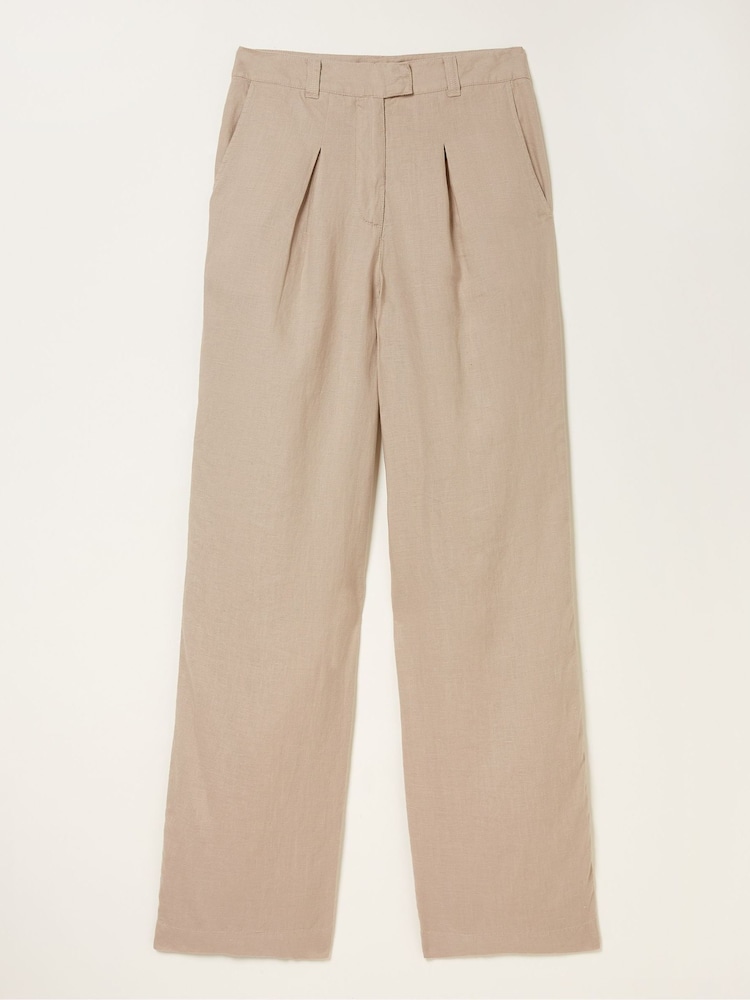 FatFace Natural Ives Wide Leg Linen Trousers - Image 6 of 6