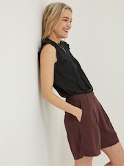FatFace Brown Deal A-Line Linen Shorts - Image 3 of 5