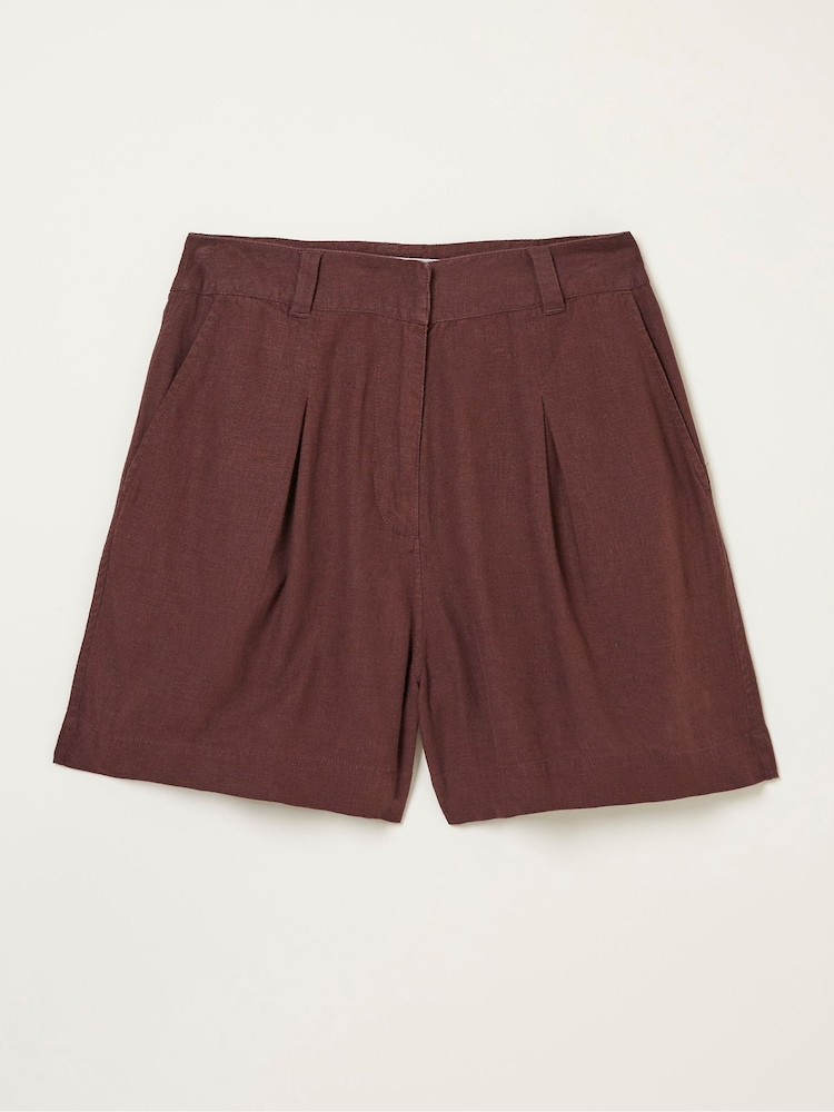 FatFace Brown Deal A-Line Linen Shorts - Image 5 of 5