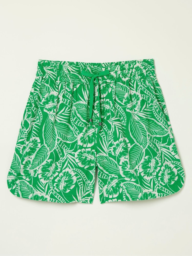 FatFace Green Tenby Linen Topical Leaf Shorts - Image 5 of 5
