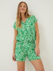 FatFace Green Val Leaf Linen Blend Shirt - Image 1 of 5