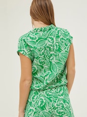 FatFace Green Val Leaf Linen Blend Shirt - Image 2 of 5